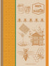 Garnier Thiebaut Miel Et Abeilles Ocre (Honey and Bees) French Kitchen Towel 22"x30", Cotton, Jacquard...