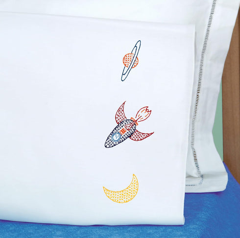 Jack Dempsey Children's Stamped Pillowcase W/Perle Edge - Outer Space...