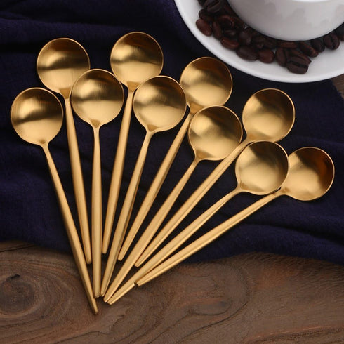 BUY&USE 12 PCS Modern Stainless Steel Espresso Coffee Spoons, 5 Inch Reusable Teaspoon, Popular Dinnerware Flatware Set, Widely Use on Home, Resta...