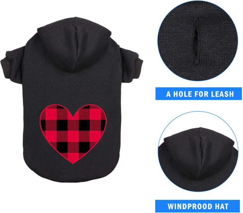 Dog Hoodie Sweater for Dogs Pet Clothes Black Buffalo Plaid Warm and Soft Breathable Cozy(XS)...