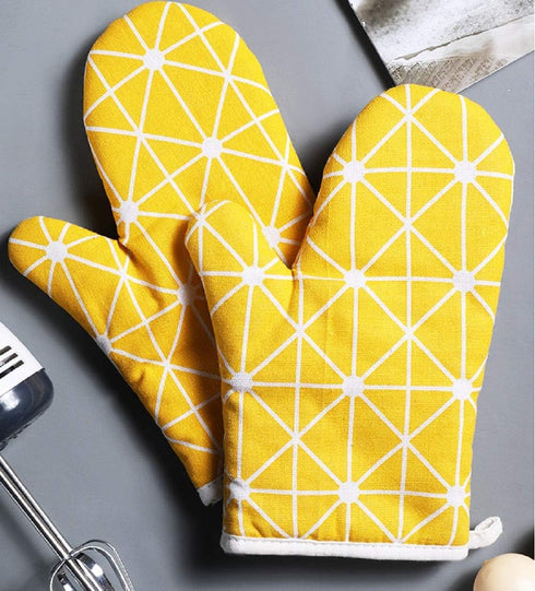 Oven Mitts, 2 Pack 10.6" X 6.7" Cotton Oven Mitt Pot Holders, Non-Slip 392°F Heat Resistant Oven Mits Kitchen Gloves Potholders for Cooking Baking...