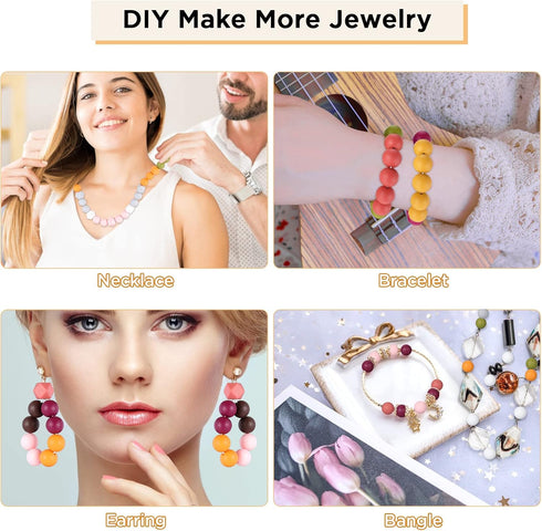 Xzyden Silicone Beads, 150pcs Silicone Beads Bulk Round Bead 15mm Hexagon Silicone Beads 14mm for Jewelry Making Large Beads with Lanyard & Key Ch...