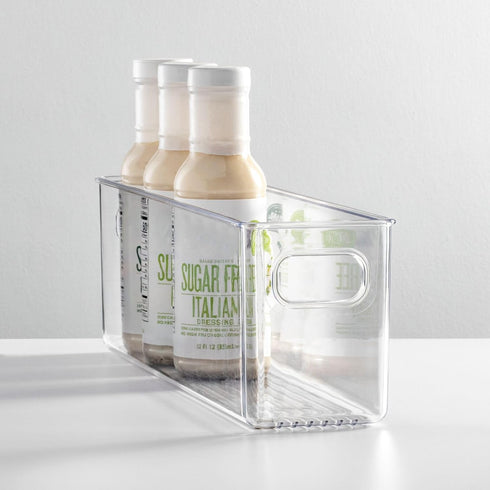 mDesign Plastic Kitchen Organizer - Storage Holder Bin with Handles for Pantry, Cupboard, Cabinet, Fridge/Freezer, Shelves, and Counter - Holds Ca...
