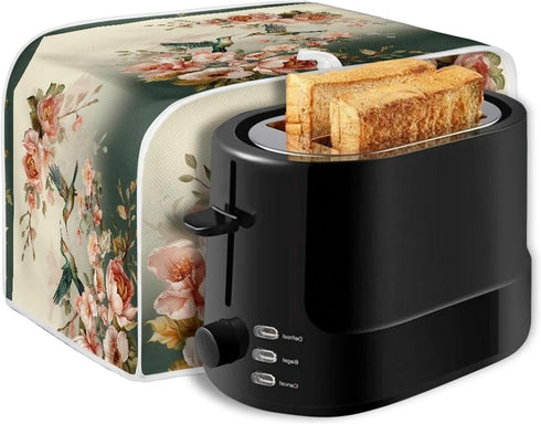 Hummingbird Floral Print 2 Slice Toaster Covers Dust Protection Bread Maker Covers Toaster Oven Cloth Cover Kitchen Accessories Washable Appliance...