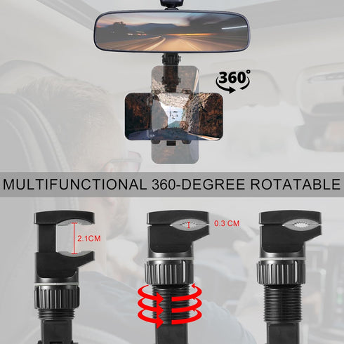 Rotatogrip Phone Holder, 360 Degree Rotatable Rotato Grip Cell Phone Holder Multifunctional Rearview Mirror Phone Holder Car Phone Holder for Car...