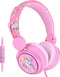 Kids Headphones for Girls, Cute Unicorn Headphones for Kids with Microphone, Adjustable Headband, 3.5mm Jack Wired Girls Headphones for School Tra...