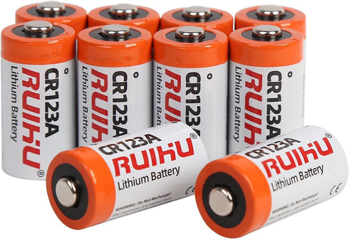 CR123A Lithium Battery, 10 Pack 3V 1500mAh Lithium Manganese Dioxide(Li-MnO2) Battery for Flashlight Alarm Smart Sensor Microphones, Non-Rechargea...