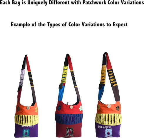 Blue Red Hobo Cotton Sling Cross Body Messenger Shoulder Bag Hippie Boho Bohemian Light Roomy Spacious...