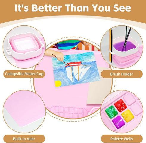 Silicone Craft Mat with Collapsible Cup - 20"X16" Non-Stick Surface for Painting, Sculpting, and Resin Hot Glue Projects-Ideal for Adults and Kids...