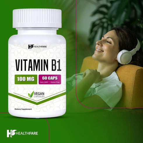 Vitamin B1 100mg | 60 Capsules | Thiamine Supplement | Supports Overall Health | Non-GMO | Gluten Free (60 Capsules)...