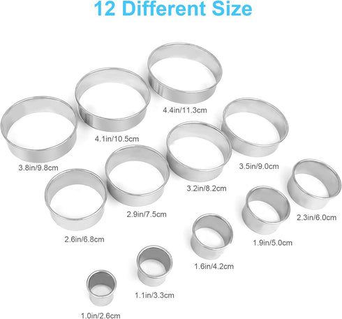 12 Pcs Donut Hole Cookie Biscuit Cutter Set for Baking, Graduated Doughnut Round Cookie Cutters, Metal Scone Circle Cookie Cutters for Frying, Bis...