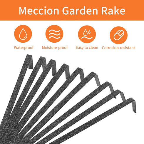 Mini Garden Rake 16 Inch 9 Root Steel Hand Fan Leaf Rake with Ergonomic Comfort Grip & Rust Resistant - Professional Gardening Tool...
