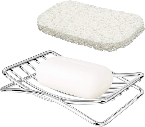 Soap Dish Stainless Steel Bar Soap Holder for Shower Bathroom, Self-draining Soap Dishes Sponge Holder for Kitchen Sink, Easy Cleaning Quick Dry(w...