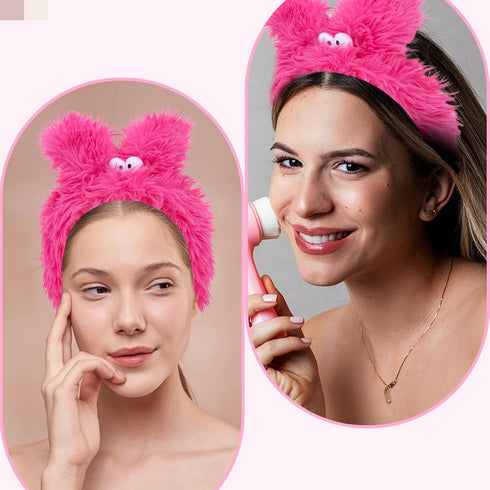 Spa Headbands Makeup Headbands for Washing Face Fuzzy Spa Headband Fluffy Spa Headband Skincare Headbands Coral Fleece Headband(Pink)...