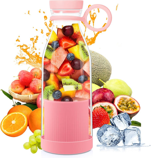 1pc 420ml Personal Size Blender, Portable Blender, Battery Operated USB Blender, Smoothies & Shakes (pink)...