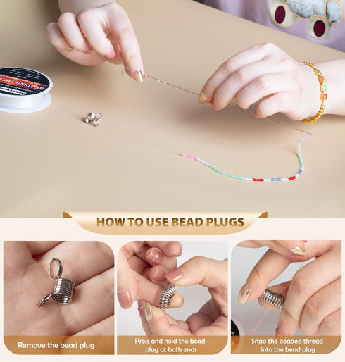 Hobbyworker Bead Cord Clip Stopper Beading Wire?Micro Melt Beaded Thread 164FT0.2mm for Braiding Sewing Fishing Jewelry Making Supplies Thread (Or...