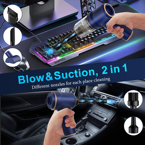 Handheld Car Vacuum Cleaner, 9000Pa Vacuum Cleaner and Air Duster, 120W High Power Wet and Dry Handheld Car Vacuum Cleaner with LED Light and Mult...
