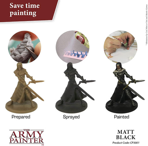 The Army Painter Color Primer Spray Paint, Matt Black, 400ml, 13.5oz - Acrylic Spray Undercoat for Miniature Painting - Spray Primer for Plastic M...