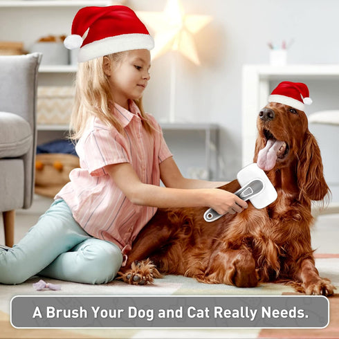 Dogs Cats Self Cleaning Slicker Brush for Shedding & Grooming Any Breed of Pets, Remove Loose Undercoat Knots Mats Tangled Hair for Small Medium L...