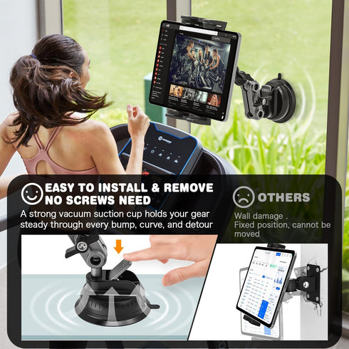 Aluminum Heavy Duty Tablet Mount for Car/Truck, 360° Adjustable 2-stage Tablet Stand Holder for Commercial Vehicle Dashboard Windshield, Compatibl...