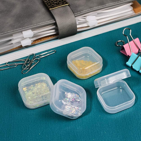 DUOFIRE Small Containers with Lids 24 Packs Plastic Box Clear Small Storage Containers Bead Organizer for Beads, Crafts, Jewelry, Items (1.38x1.38...