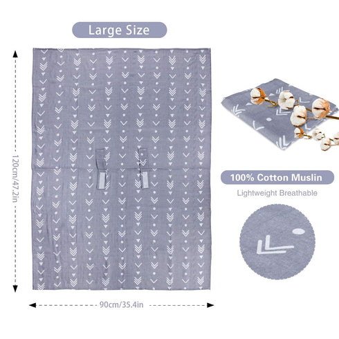 Muslin Baby Car Seat Canopy, Metplus Infant Carseat Cover - Extra Wide Universal Fit, Lightweight Breathable Soft for Babies Girls Shower Gift (Ar...