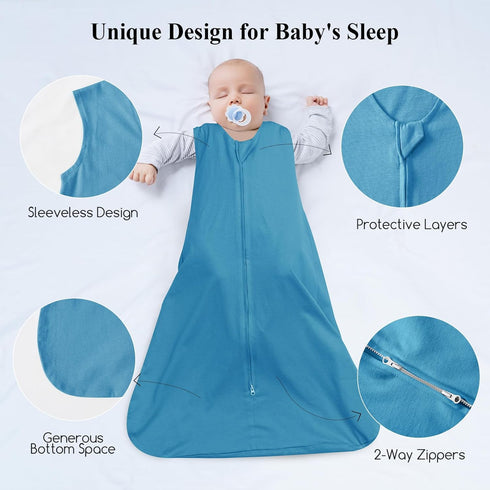 david's kids 100% Cotton Baby Sleep Sack 6-12 Months, Soft Baby Wearable Blankets with 2-Way Zipper, 2 Pack Comfy Sleeping Bags for Infant Newborn...
