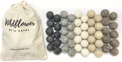 Wildflower by hu hands Weathered Naturals Wool Felt Balls (50) Pom Poms in Neutral Earth Tones for Crafts, Garland, & Decor .8-1 Inch Size | Hand ...