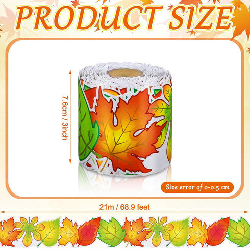 68.9 Feet Autumn Leaves Border Bulletin Board Border Flower Beach Sun Eucalyptus Paw Flag Hat Balloon Sailboat for Classroom Boards Wall Decor...