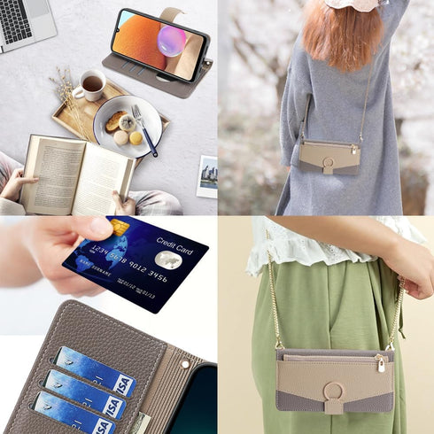 Asuwish Phone Case for Samsung Galaxy A32 4G 6.4 inch Wallet Cover with Screen Protector and Mirror Flip Cover Ring Card Holder Crossbody Strap St...