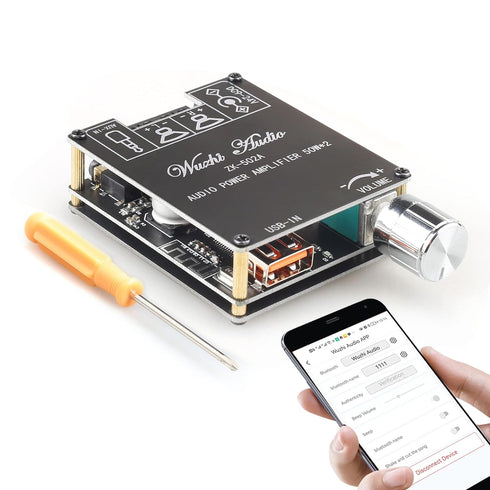 ZK-502A 2.0 Bluetooth 5.0 Amplifier Board 50W*50W with APP Control?Android Only?,100W Bluetooth Audio AMP Board for DIY Bluetooth Speaker Kit DC9-...