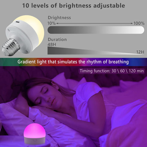 KMU Rechargeable Battery Operated Light Bulb 2 Pack E26 Battery Powered Light Bulb with 2 Remote Control, WRGB 15 Colors LED Light Bulb for Non Ha...