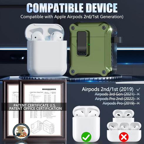 Airpods Case Cover with Cleaner kit,Automatic Snap Switch Design with Secure Lock Clip Protection for Apple Airpods 2nd/1st Generation Charging Ca...