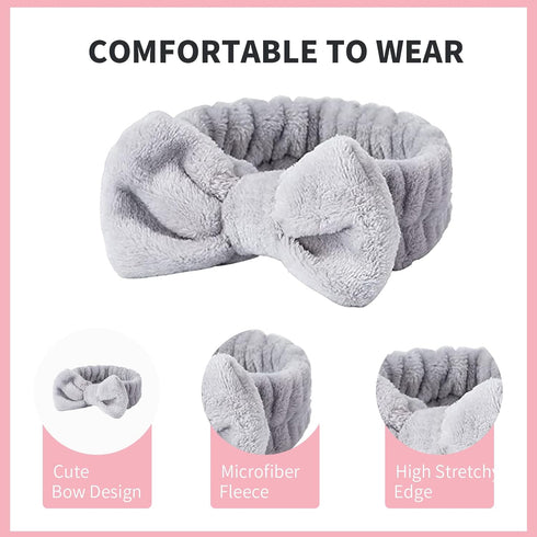 WSYUB Spa Headband, Makeup Headband, Fluffy Makeup Headbands, Slumber Party Supplies, Facial Headbands Headband for Washing Face, Bow Hair Band...