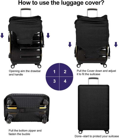 7-Mi Travel Suitcase Protective Cover 26"-28" Suitcase Protective Cover & High Elastic Spandex Size L...