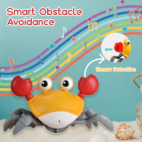 Cute Crawling Crab Baby Toys with Rechargeable Battery: Tummy Time Gift for Infants Toddlers Learning to Crawl or Walk Toy Lights Up with Music fo...
