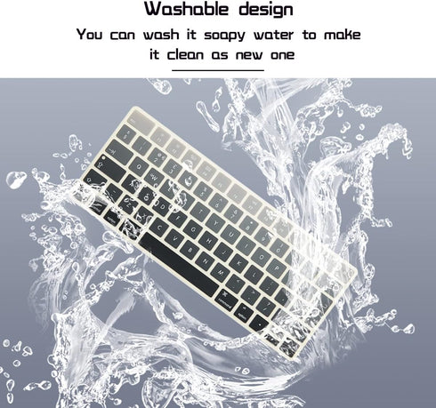 HRH Silicone Keyboard Cover Skin Protector for Magic Wireless Keyboard MLA22LL/A (A1644,2015 Released) European ISO Layout,Ombre Grey...