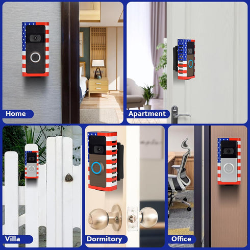 Anti-Theft Doorbell Door Mount,No-Drill Mounting Bracket with Adjustable Angle(45-135 Degrees) for Video Doorbell Cover Holder Not Block Doorbell ...