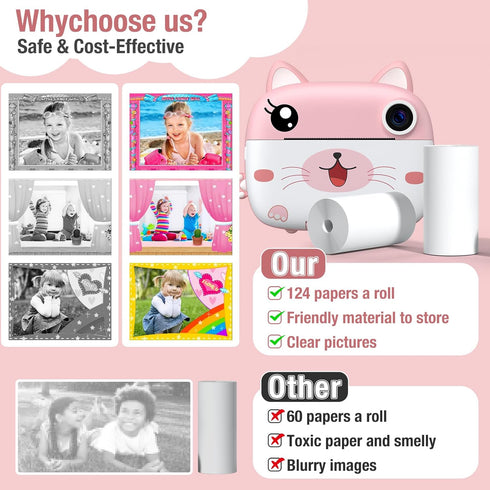 Kids Instant Camera Refill Print Paper-5 Rolls for Kids Instant Print Camera,HD Printing Thermal Print Paper Set Portable Refill Print Paper...