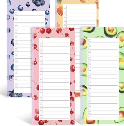 4PCS Magnetic Notepads for Refrigerator, Notepads for Grocery List Shopping List To-Do List Reminders Fruit Design 50 Sheets...