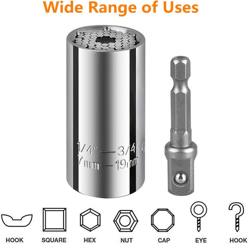 7mm-19mm Universal Socket Grip Ratchet Wrench Power Drill Adapter&105 Degree Right Angle Extension&Power Screwdriver Drill Bit Attachment&Drill Bi...