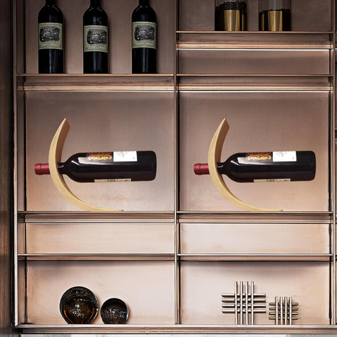 Bamboo Wine Rack, Single Wine Bottle Holder for Countertop, Unique Self Balancing Wine Holder for Wine Bottle Display Storage, Wine Organizer Shel...
