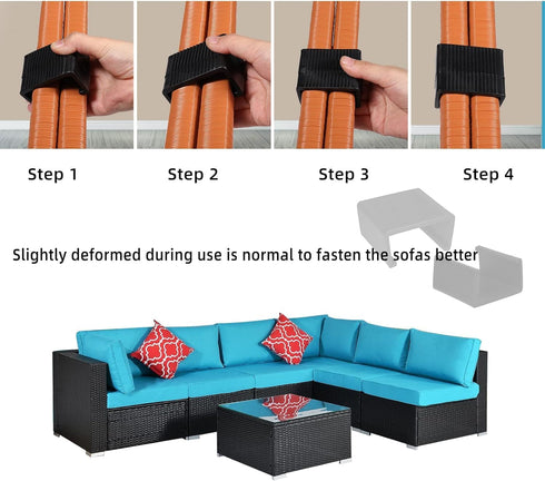 SUQ I OME 6 Pack of Outdoor Patio Wicker Furniture Clips Sectional Sofa Rattan Furniture Clamps Chair Fasteners,Connect The Sectional or Module Ou...
