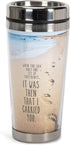 Footprints in the Sand Poem 16 Oz. Stainless Steel Insulated Travel Mug with Lid...