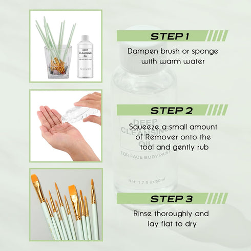 CCbeauty Paint Brush Cleaner, Reconditioner and Restorer - Fast Remove Oil Water-Based Face Paint Brushes, Airbrushes, Acrylic, Watercolor, Makeup...