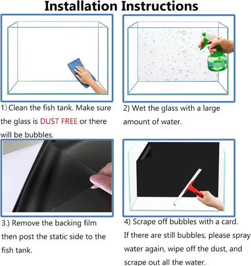 Aquarium Background Static Cling Black Fish Tank Background Wallpaper Fish Tank Backdrop Vinyl Aquarium Poster Background 24 x 12 in...