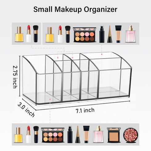 2pcs Makeup Organizer - Makeup Brush Holder Storage Organizer with 7 Slots,Clear Makeup Organizer for Cosmetics, Nail Polish, Art Supply, Bathroom...