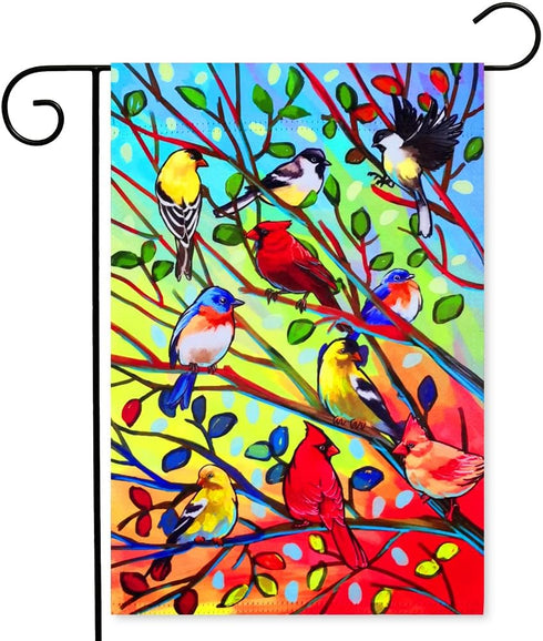 Tree Birds Garden Flags 12x18 Double Sided Decorative Yard Flags for Outside...