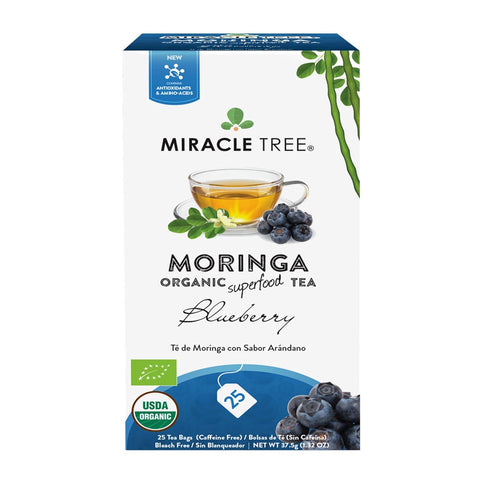 Miracle Tree - Organic Moringa Superfood Tea, 25 Individually Sealed Tea Bags, Blueberry (Keto, Detox, Energy & Immunity Booster, Vegan, Gluten-Fr...