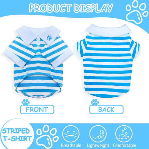 2 Pieces Dog Shirts for Small Dogs Boy Girl Stripe Dog Clothes Spring Summer Chihuahua Yorkie Clothes Soft Pet T-Shirt Extra Small Dog Clothes Pup...